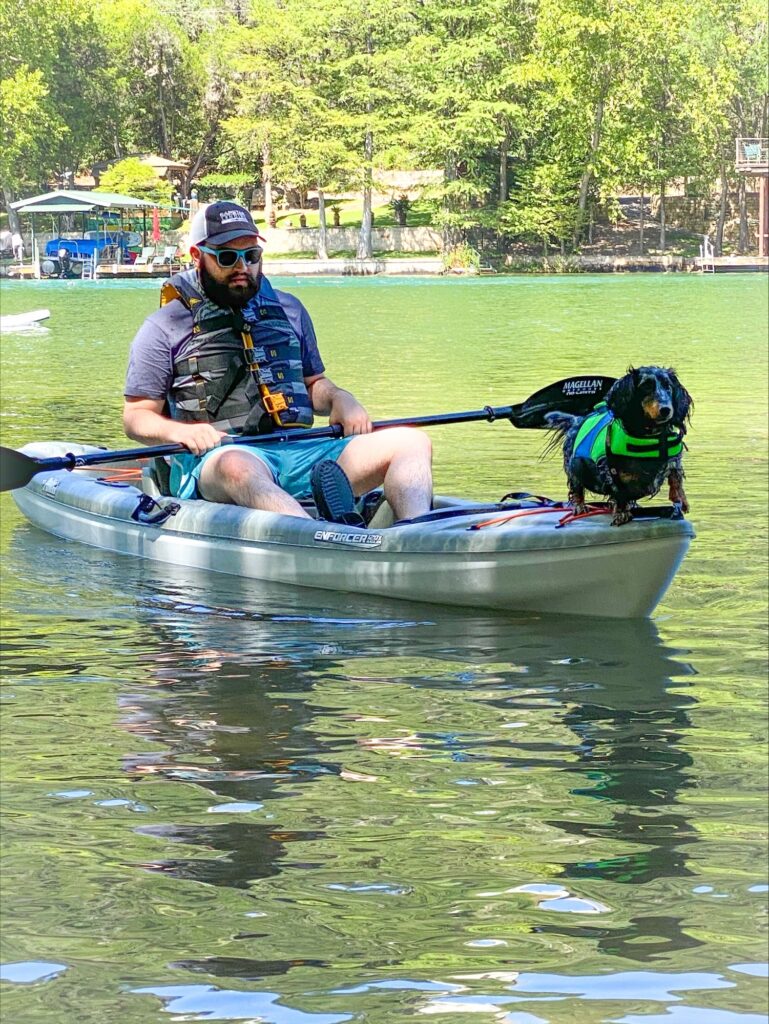 dachshund, Harper on a kayak
